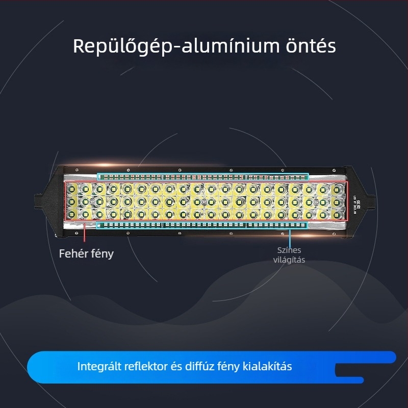 Öt soros autó LED-szalag a első lökhárítóra, öntött alumínium, 3W, 220V, élettartam 5000 h, alkalmas vanokra, teherautókra és utánfutókra