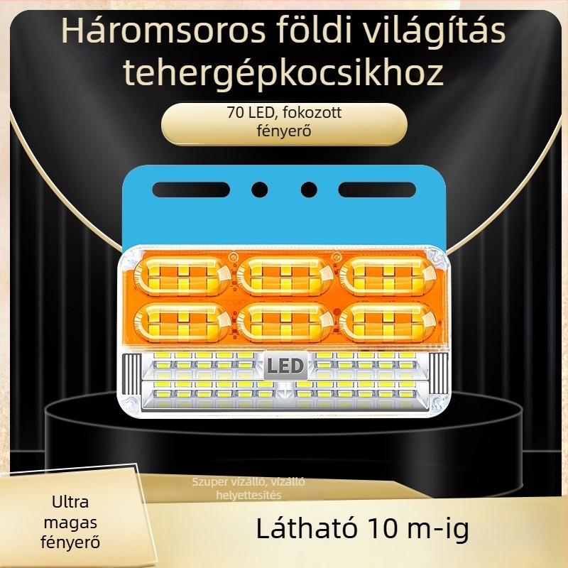 Kamion három soros oldalsó világítás - vízálló, 24V, 16W, ABS műanyag