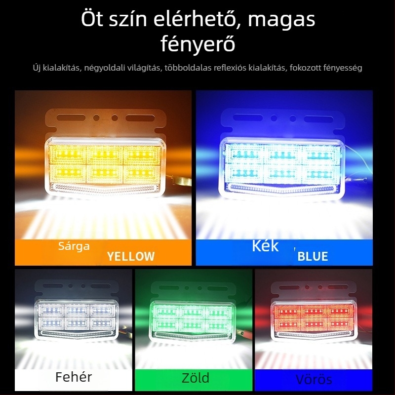 Kamion oldalsó lámpa, 24V, IP68, LED alumínium ház, 15W, 6000K, 36 lm, széles látómező, furgonokhoz
