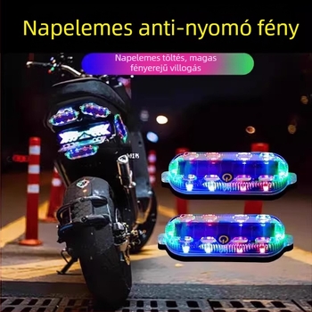 Napelemes autó stroboszkóp lámpa hátsó ütközés elleni figyelmeztetéshez, erős ragasztóval rögzíthető, teherautókhoz és utánfutókhoz, újratölthető.