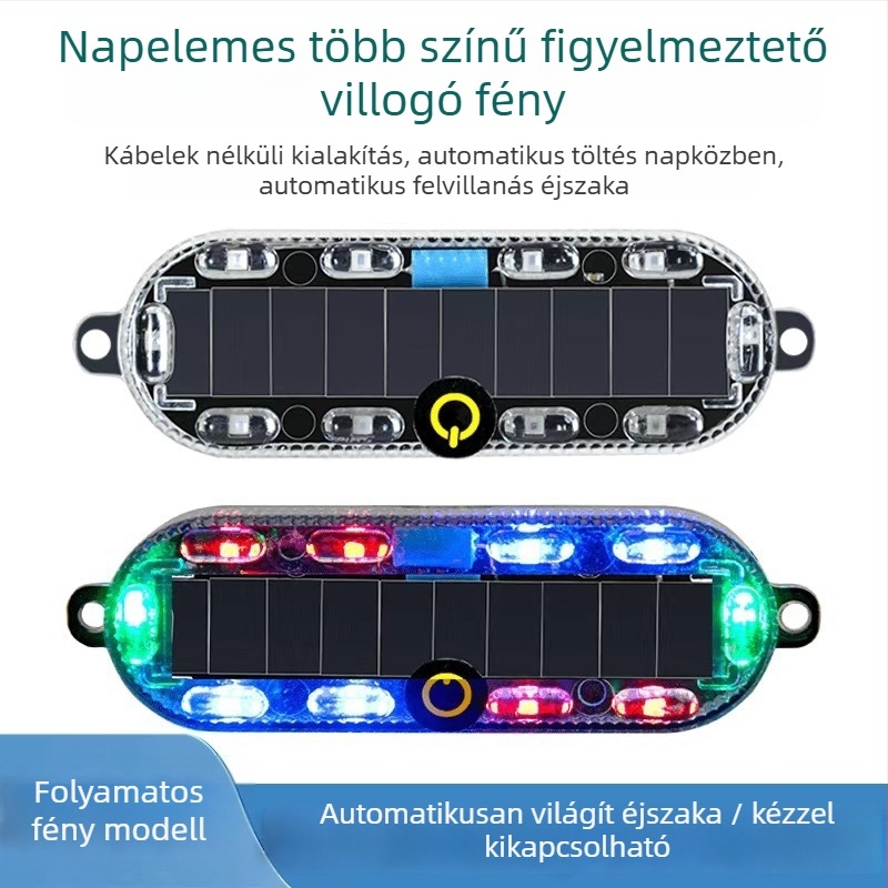 Napelemes autó stroboszkóp lámpa hátsó ütközés elleni figyelmeztetéshez, erős ragasztóval rögzíthető, teherautókhoz és utánfutókhoz, újratölthető.