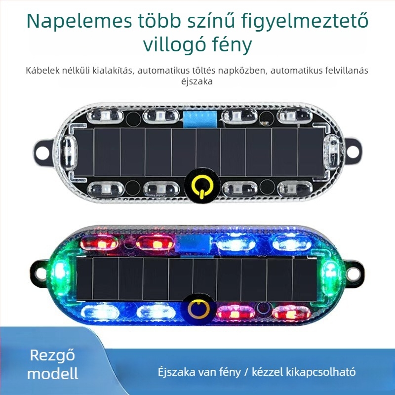 Napelemes autó stroboszkóp lámpa hátsó ütközés elleni figyelmeztetéshez, erős ragasztóval rögzíthető, teherautókhoz és utánfutókhoz, újratölthető.
