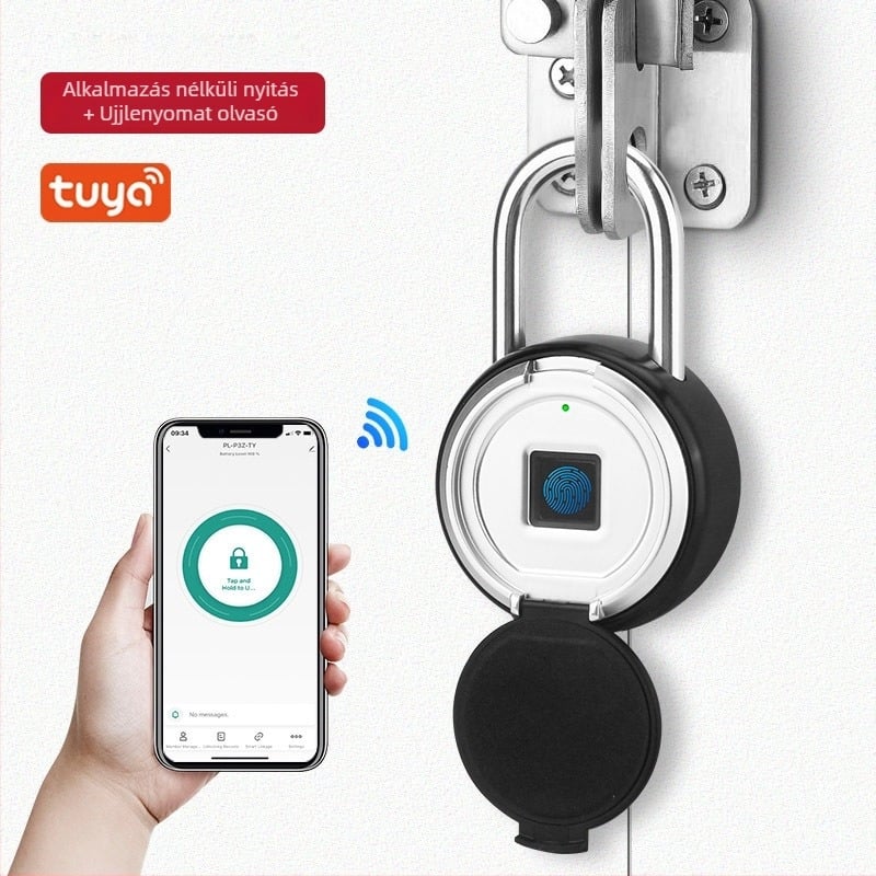 APP-vezérlésű ujjlenyomat-zár, 30 ujjlenyomat tárolása, 0,5 s beolvasás, 500 000 ciklus élettartam, vízálló, szekrényekhez, bőröndökhöz és hátizsákokhoz