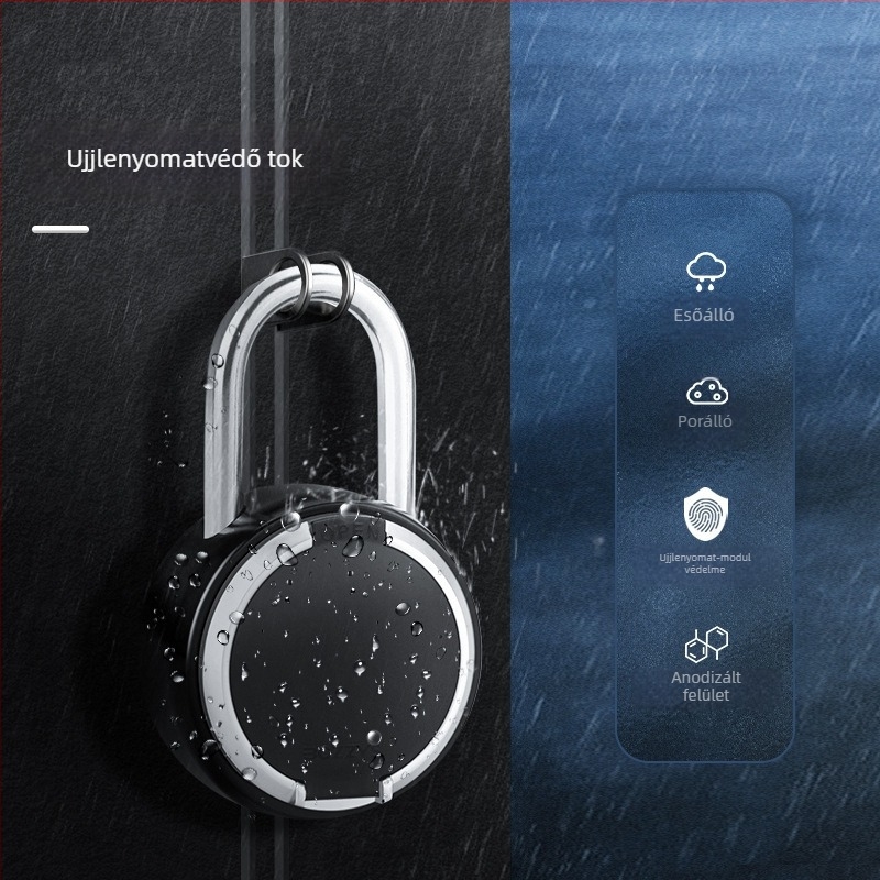 APP-vezérlésű ujjlenyomat-zár, 30 ujjlenyomat tárolása, 0,5 s beolvasás, 500 000 ciklus élettartam, vízálló, szekrényekhez, bőröndökhöz és hátizsákokhoz