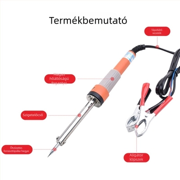 12V-os elektromos forrasztóvas gumírozott fogantyúval a hegesztéshez és javításokhoz (Sol)