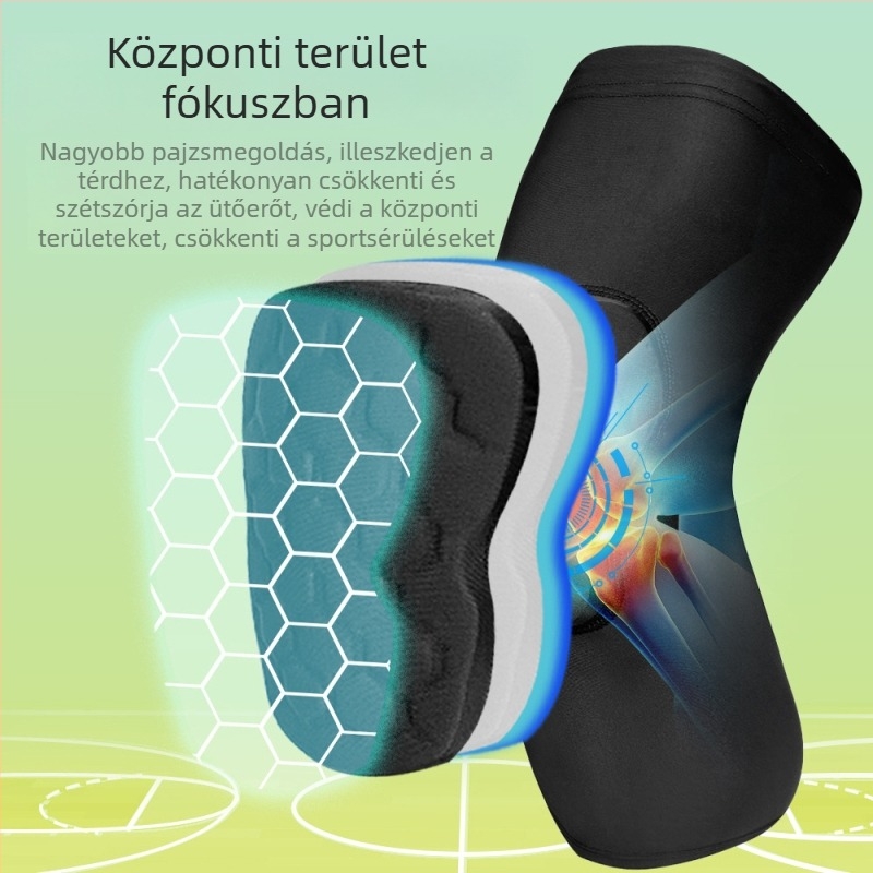 Térdvédők futballhoz, kosárlabdához és futáshoz — fő anyag: Spandex; anyag: Poliészter; védett rész: térd; alkalmazható sportágak: futball, kosárlabda, futás