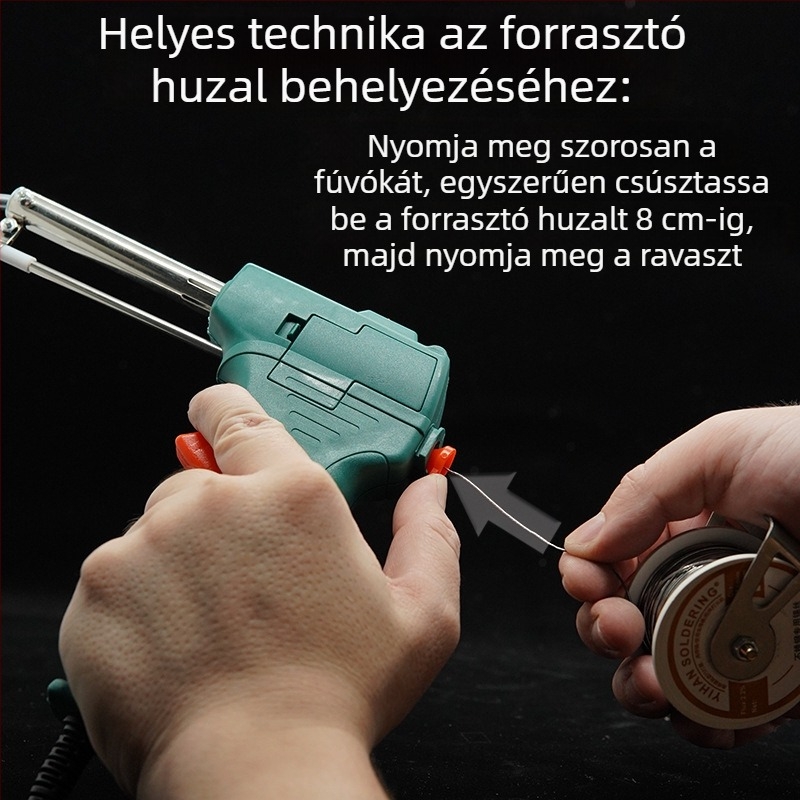 Hordozható ipari forrasztópisztoly automata ónadagolóval és belső fűtéssel, 220V, kézi működés