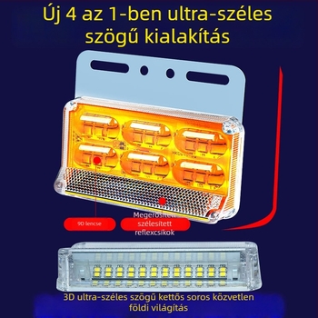 Teherautó oldalsó lámpa, széles látószög, 24V, vízálló, 16W, ABS műanyag, élettartam 50 000 óra
