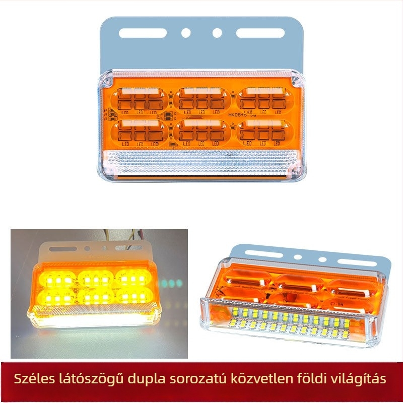 Teherautó oldalsó lámpa, széles látószög, 24V, vízálló, 16W, ABS műanyag, élettartam 50 000 óra