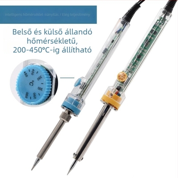 Állítható hőmérsékletű elektromos forrasztókészlet, 60 W, gumírozott markolattal, desoldering, gravírozás és pyrográfia
