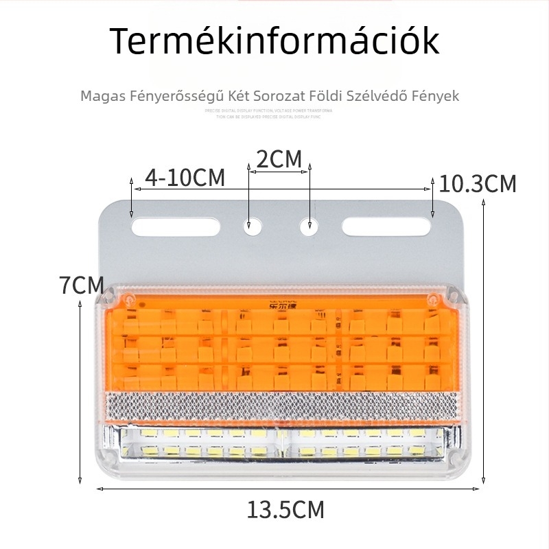 Kamion LED oldalsó fény, kétsoros, vízálló, 24V, hátrameneti fény