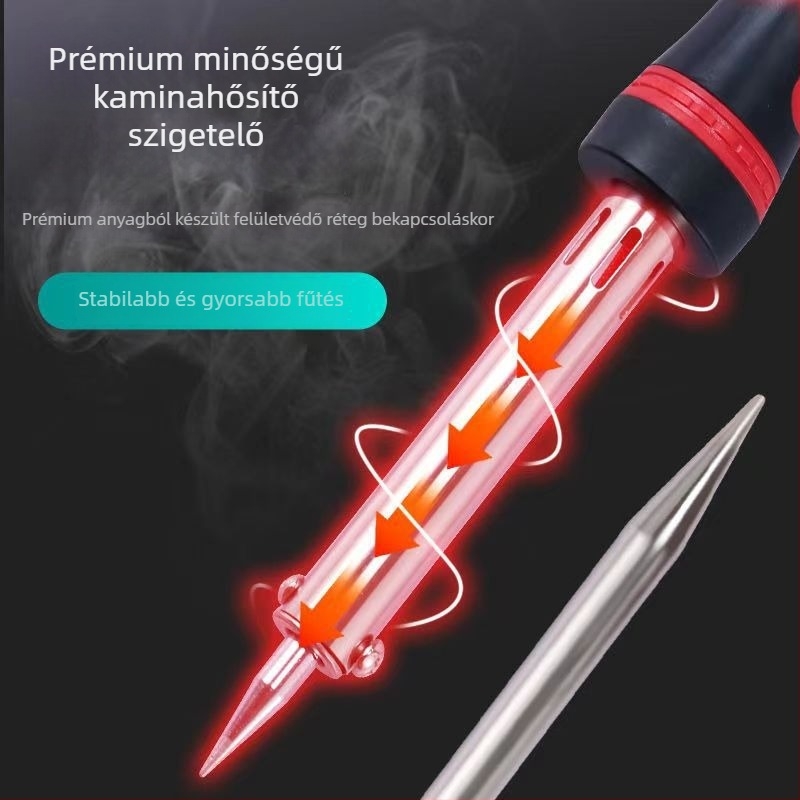 Intelligens állandó hőmérsékletű forrasztóvas jelzőfénnyel, külső fűtés, 220V, gumírozott markolat