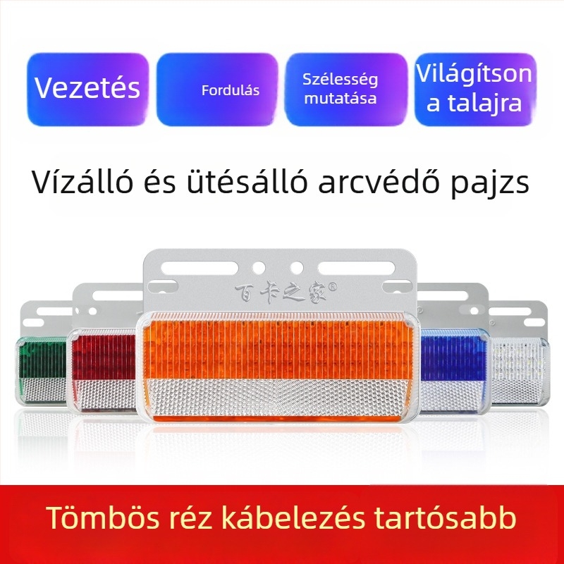 Kamion oldalsó fény, anti-glare, kiterjesztett széles látószögű LED, 24V, vízálló