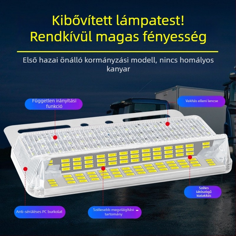Kamion oldalsó fény, anti-glare, kiterjesztett széles látószögű LED, 24V, vízálló