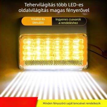 LED Nagy teherautó oldalsó fény, 24V, vízálló, rendkívül fényes, félpótkocsihoz, szélesség/hátrameneti jelző