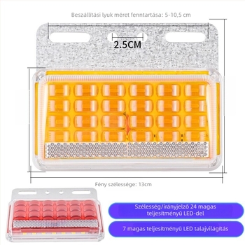 LED Nagy teherautó oldalsó fény, 24V, vízálló, rendkívül fényes, félpótkocsihoz, szélesség/hátrameneti jelző