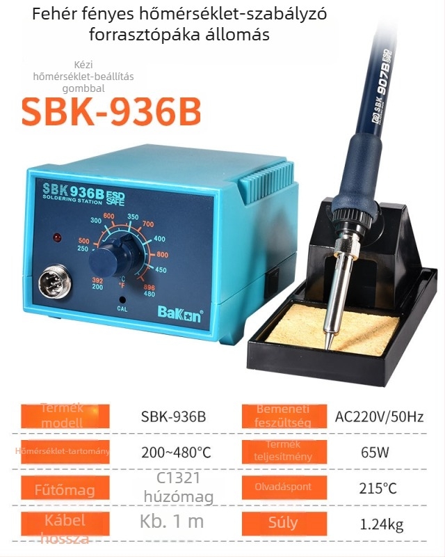 SBK-936D állandó hőmérsékletű forrasztóállomás digitális kijelzővel, 220V, 1,5 kg