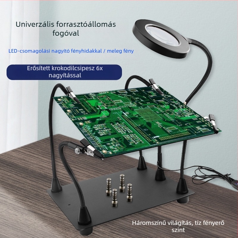 Star W608 forrasztóállomás mágneses segédfogóval PCB-javításhoz, 6x nagyítás