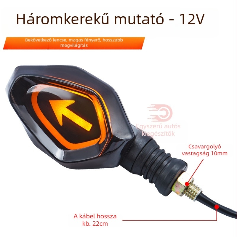 Univerzális LED irányjelző fény elektromos járművekhez, triciklikhez és motorkerékpárokhoz, kompatibilis 12V/48V/60V/72V