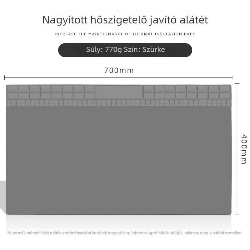 Reparáló asztal szigetelő matrac - szilikon, modell JSD707, 2,5 mm vastagság, puha keménység, javítóasztalhoz, mobiltelefon szétszereléshez és hegesztéshez