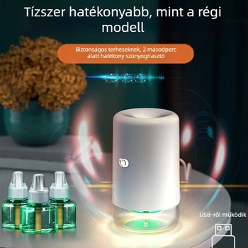 Autós USB-s szúnyogriasztó folyadékkal, 11–20 m²-es területhez, LED UV fény, alumínium háló, ABS burkolat