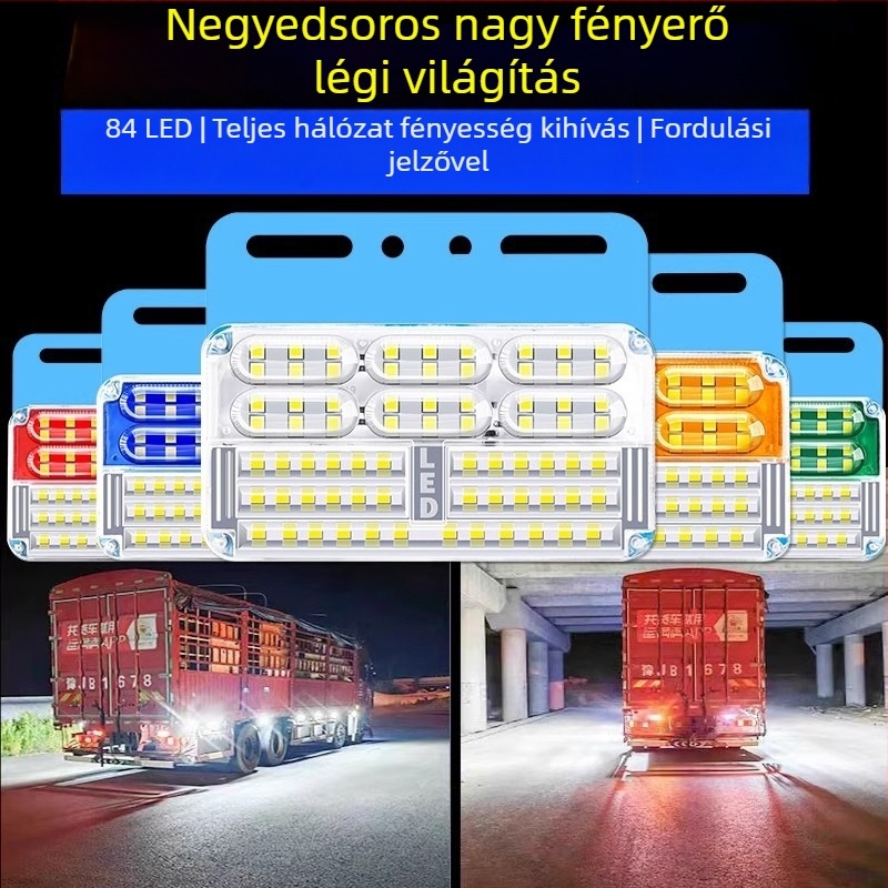 24V-os négy soros LED oldalsó lámpa teherautókhoz és utánfutókhoz, vízálló, 5-10W, PC+vas tartó, élettartam 50 000 óra