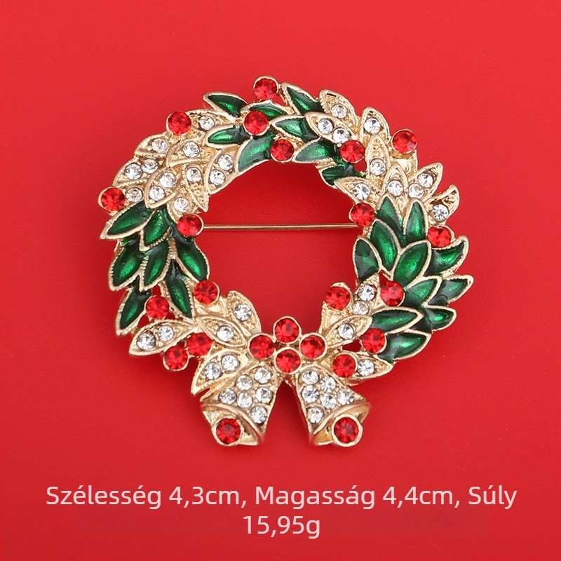 Karácsonyi brooch – aranyos Mikulás, geometriai forma, cinkötvözet, elektroplattálás, etnikus retro stílus, női kiegészítő