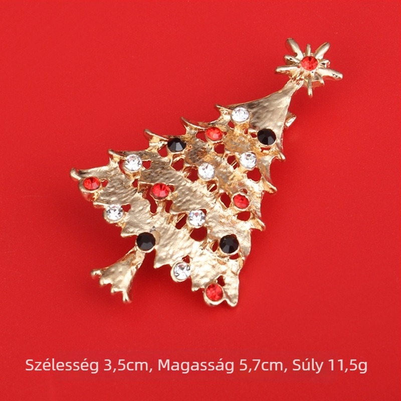 Karácsonyi brooch – aranyos Mikulás, geometriai forma, cinkötvözet, elektroplattálás, etnikus retro stílus, női kiegészítő