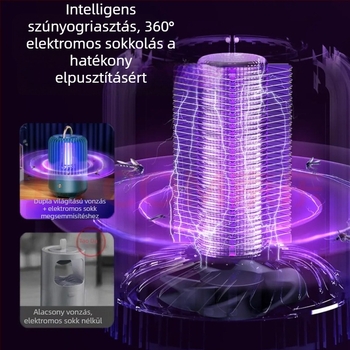 Otthoni elektromos szúnyogirtó – UV lámpa, 360° forgás, beépített akkumulátor 2001–2500 mAh, töltési idő 1–3 óra, 21–30 m²-es területhez