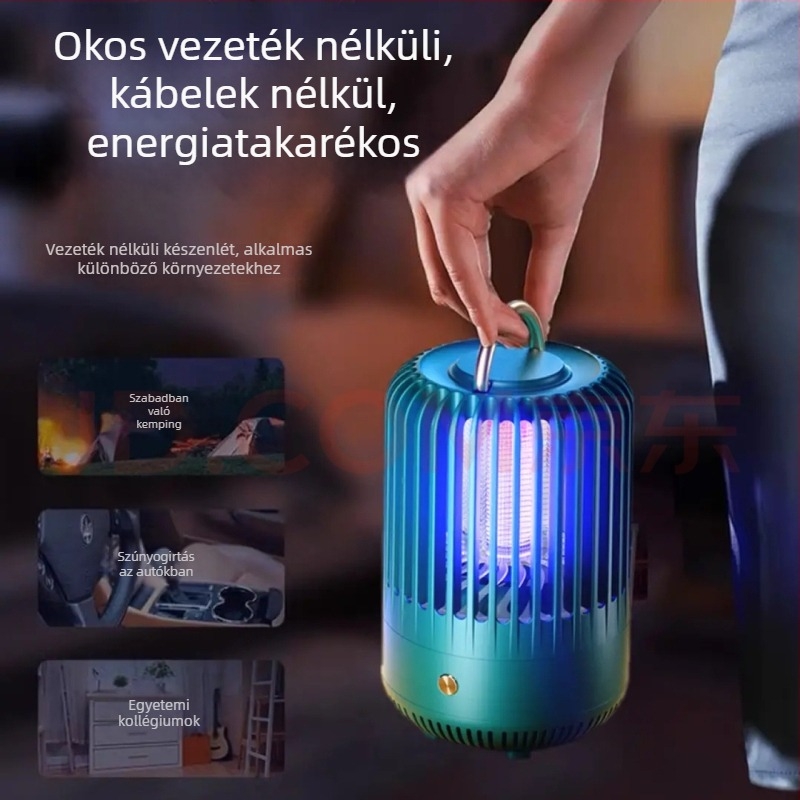 Otthoni elektromos szúnyogirtó – UV lámpa, 360° forgás, beépített akkumulátor 2001–2500 mAh, töltési idő 1–3 óra, 21–30 m²-es területhez