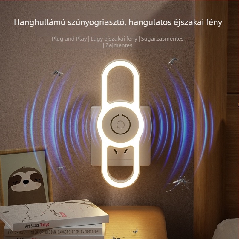LED ultrahangos szúnyogriasztó lámpa – hálózatról működik, otthoni használatra, hálószoba és nappali számára, csendes, lágy fény
