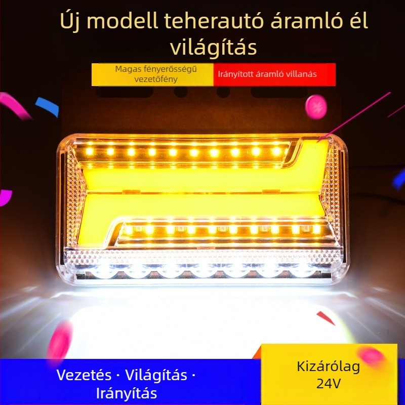 Kamion LED oldalsó lámpa, vízálló, kétirányú áramló élvilágítással, 24V, jelzőfény
