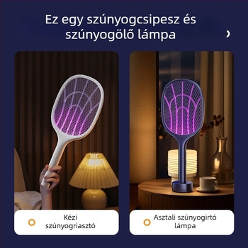Kétfunkciós elektromos szúnyoggyilkos és csapda LED-del, beépített akkumulátor, töltési idő 1–3 óra, üzemidő 3–6 óra, alumínium háló