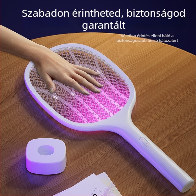 Kétfunkciós elektromos szúnyoggyilkos és csapda LED-del, beépített akkumulátor, töltési idő 1–3 óra, üzemidő 3–6 óra, alumínium háló