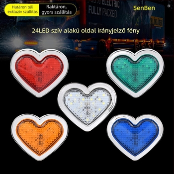 Szív alakú 24 LED-es oldalsó jelzőfény teherautókhoz, 12/24V, IP60, 0.5W, 3000 lm