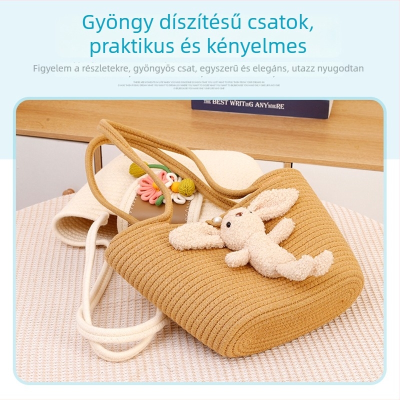 Pamutból készült strand tote táska, szövött külső, modern stílus, 2026-os modell, nagy kapacitás
