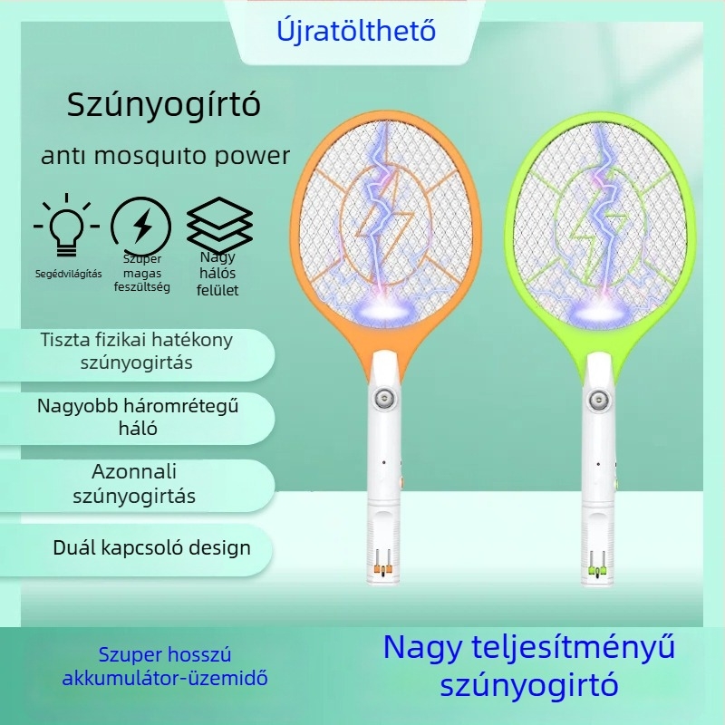 Háztartási elektromos szúnyogcsapó, kézi elektromos sokk, lefedettség 10 m²-ig