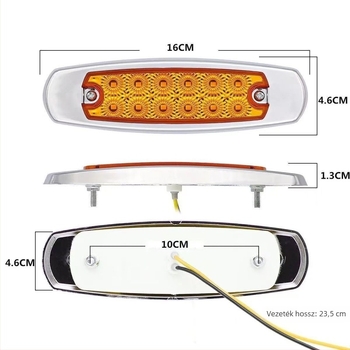 Teherautó oldalsó lámpák 12LED-ST, 12V/24V, 2835 SMD, 0.8W, élettartam 50 000 óra