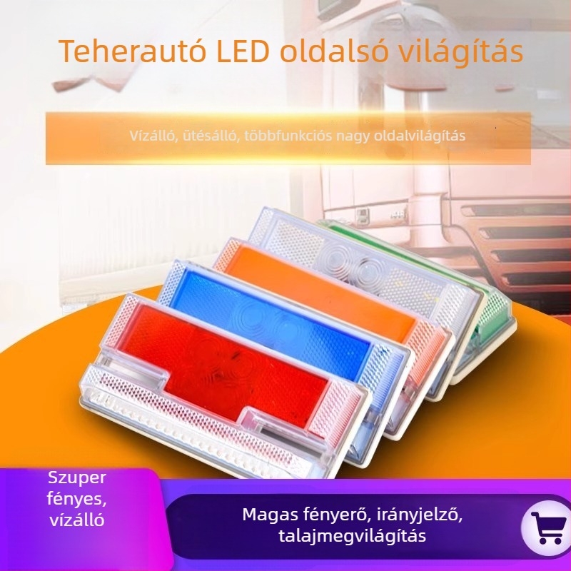 LED oldalsó fény nagy teherautókhoz – 24V, vízálló, LED fényforrás, többfunkciós, alkalmas teherautókhoz és félpótkocsihoz