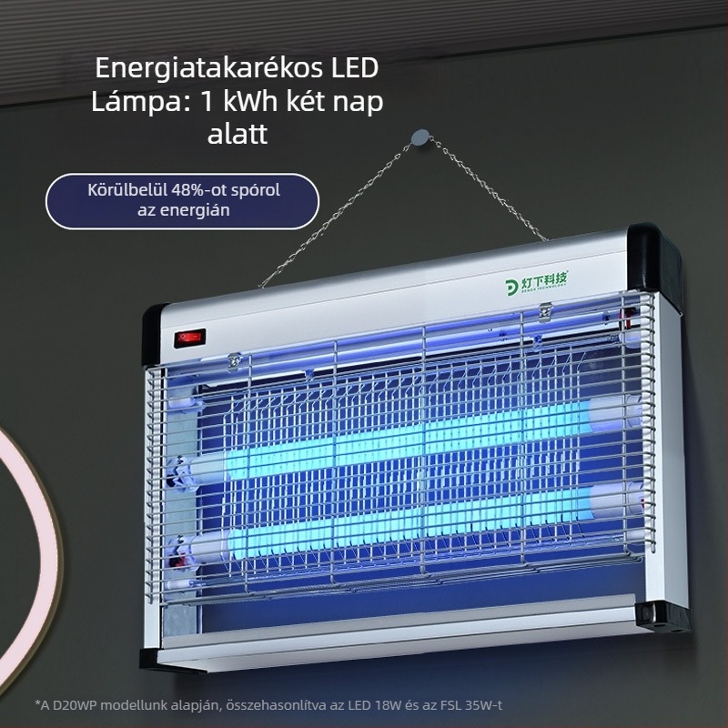 Beltéri elektromos sokk-lámpa szúnyogok ellen LED-del; 61㎡+ területre; hálózati üzemmód; ötvözet burkolat; tűzálló