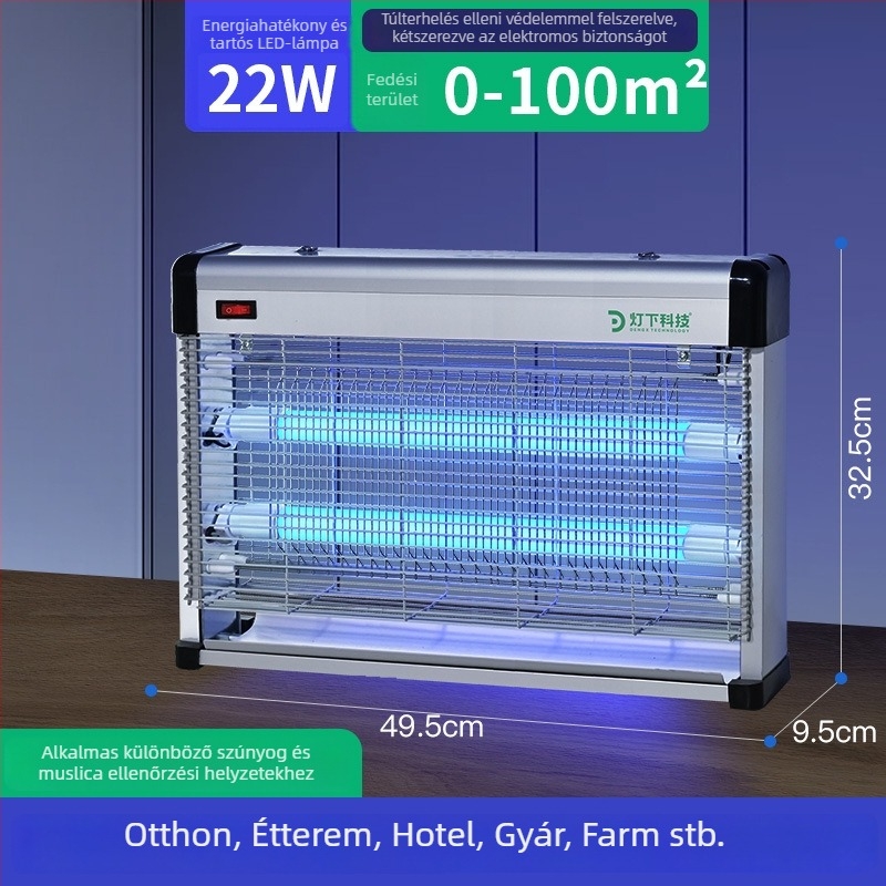 Beltéri elektromos sokk-lámpa szúnyogok ellen LED-del; 61㎡+ területre; hálózati üzemmód; ötvözet burkolat; tűzálló