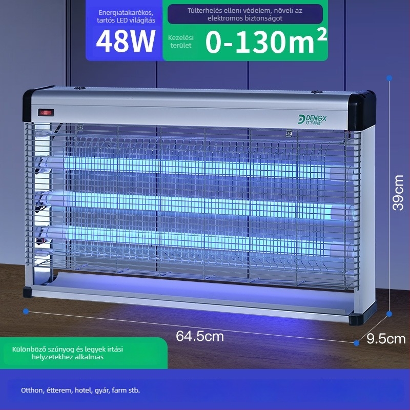 Beltéri elektromos sokk-lámpa szúnyogok ellen LED-del; 61㎡+ területre; hálózati üzemmód; ötvözet burkolat; tűzálló