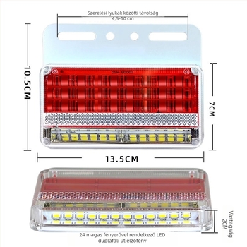 Kamion oldalsó LED világítás, 24V, IP67 vízálló, élettartam 50000 h, modell: Double row floor edge light