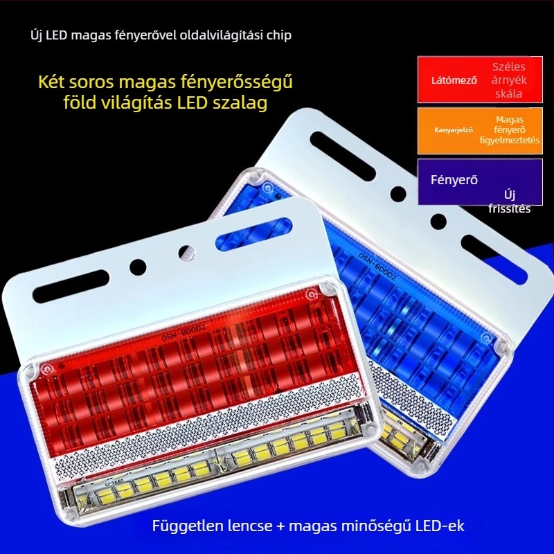 Kamion oldalsó LED világítás, 24V, IP67 vízálló, élettartam 50000 h, modell: Double row floor edge light