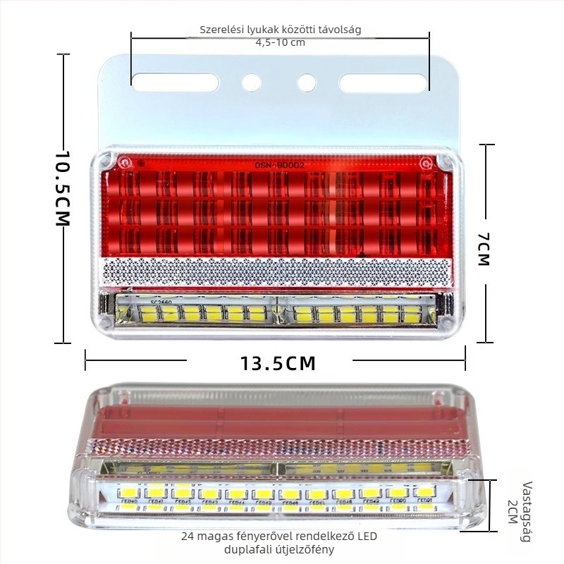 Kamion oldalsó LED világítás, 24V, IP67 vízálló, élettartam 50000 h, modell: Double row floor edge light