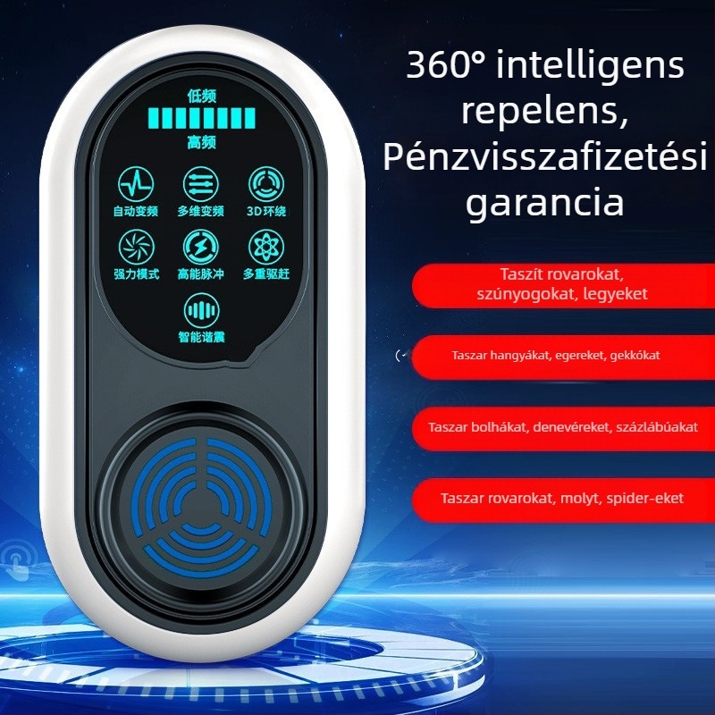 Beltéri ultrahangos szúnyogriasztó és rovarölő készülék, újratölthető, 220V, dobozos csomagolásban