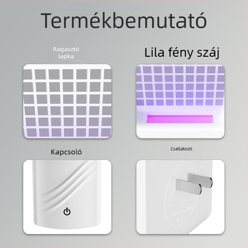 LED-s szúnyogirtó lámpa, 11-20 m² hatókör, ragadós csapda, ABS burkolat, minimalist design