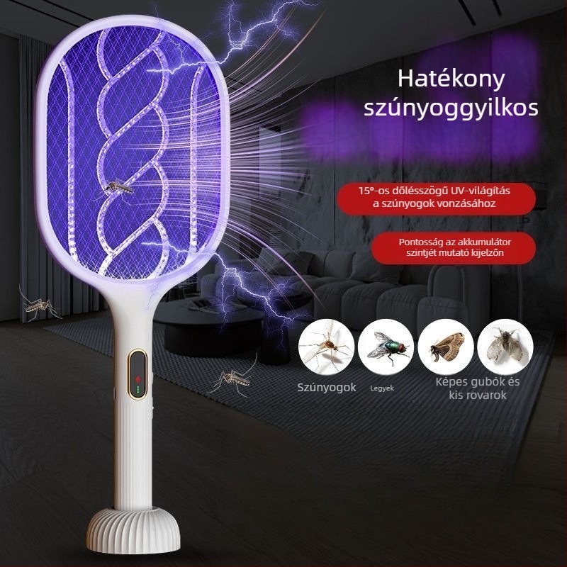 Elektronikus szúnyogcsapó levehető akkumulátorral, 61 m²-nél nagyobb területekre, tartós szúnyogölő fénycsővel