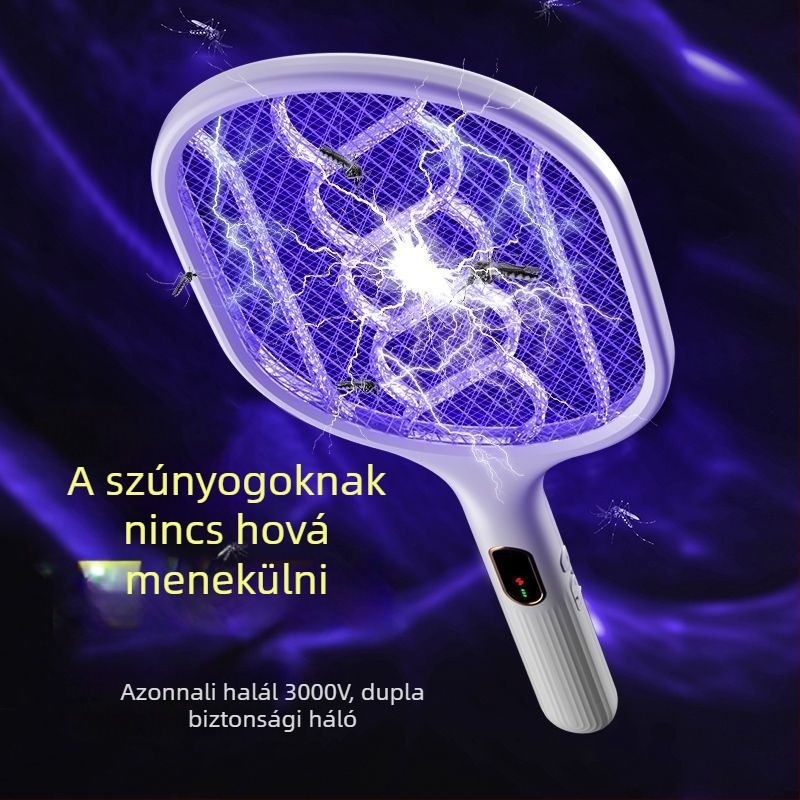 Elektronikus szúnyogcsapó levehető akkumulátorral, 61 m²-nél nagyobb területekre, tartós szúnyogölő fénycsővel