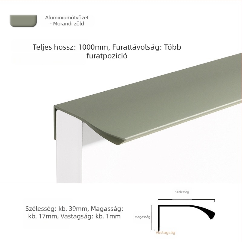 Morandi minimalist ruhásszekrény fogó, rejtett fogó az ajtókhoz, ívelt ív formájú, hosszú, magas minőségű.